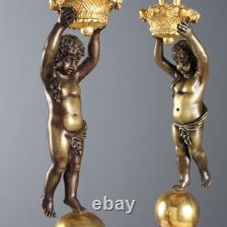 Bougeoirs Anciens Style Napoléon III Bronze du XXe Siècle Originaux