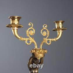 Bougeoirs Anciens Style Napoléon III Bronze du XXe Siècle Originaux