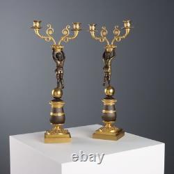 Bougeoirs Anciens Style Napoléon III Bronze du XXe Siècle Originaux