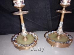 Bougeoirs Bronze Émaillé Napoleon 3