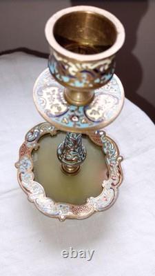 Bougeoirs Bronze Émaillé Napoleon 3