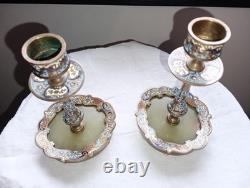 Bougeoirs Bronze Émaillé Napoleon 3