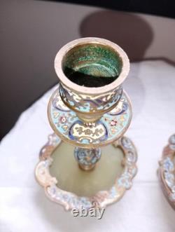 Bougeoirs Bronze Émaillé Napoleon 3