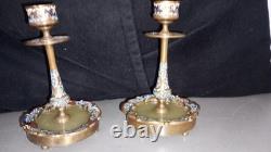 Bougeoirs Bronze Émaillé Napoleon 3