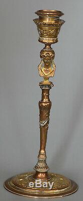 Bougeoirs par Ferdinand Barbedienne Bronze doré Signé Epoque Napoléon III