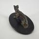 Bronze Ancien L&eacute;vrier Assis Chien Animalier Xixe Socle Marbre Noir Presse-papier