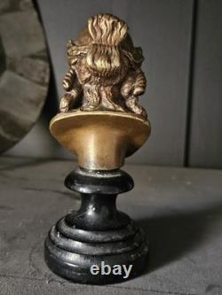 Bronze Buste Femme XIX socle Bois Era Napoleon III Visage Grecque Romain Deesse