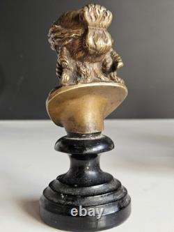 Bronze Buste Femme XIX socle Bois Era Napoleon III Visage Grecque Romain Deesse