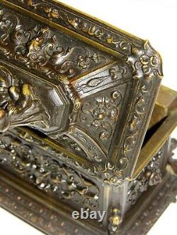 Bronze Coffret Secret Patine Brune XIX Siecle Napoleon III Rare Tres Beau Modele