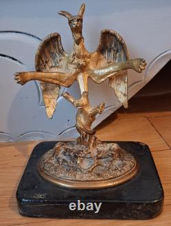 Bronze Doré sculpture Chimère demon Diable dragon XIXème Napoléon III