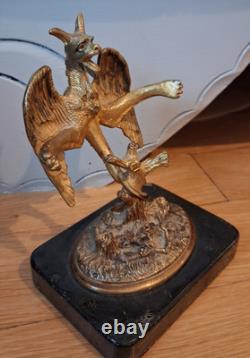 Bronze Doré sculpture Chimère demon Diable dragon XIXème Napoléon III