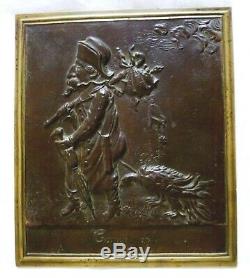 Bronze NAPOLEON III EMPEREUR Plaque Satirique Congé Définitif Guerre 1870-1871