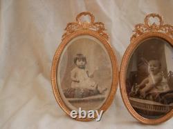 CADRE PHOTOS DOUBLE EN BRONZE ET LAITON DORE, EPOQUE FIN 19ème
