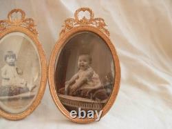 CADRE PHOTOS DOUBLE EN BRONZE ET LAITON DORE, EPOQUE FIN 19ème