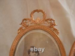 CADRE PHOTOS DOUBLE EN BRONZE ET LAITON DORE, EPOQUE FIN 19ème