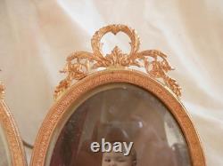 CADRE PHOTOS DOUBLE EN BRONZE ET LAITON DORE, EPOQUE FIN 19ème