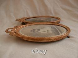 CADRE PHOTOS DOUBLE EN BRONZE ET LAITON DORE, EPOQUE FIN 19ème