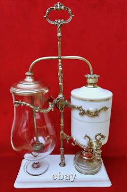 CAFETIERE à SIPHON BALANCIER, Système GABET, Porcelaine/Verre/Bronze 19ème NIII
