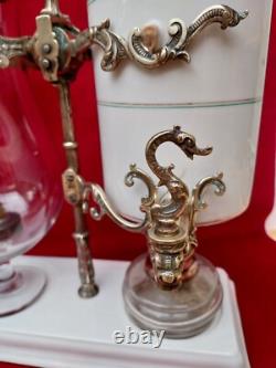 CAFETIERE à SIPHON BALANCIER, Système GABET, Porcelaine/Verre/Bronze 19ème NIII