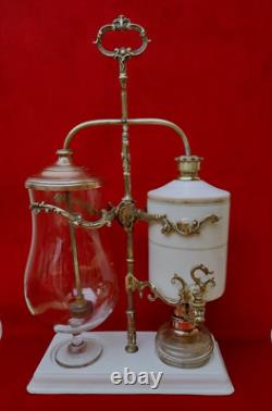 CAFETIERE à SIPHON BALANCIER, Système GABET, Porcelaine/Verre/Bronze 19ème NIII