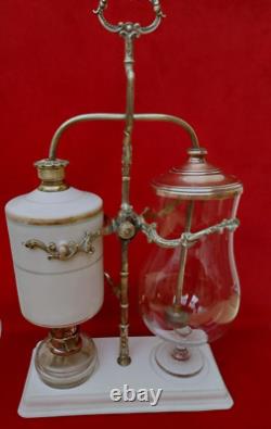 CAFETIERE à SIPHON BALANCIER, Système GABET, Porcelaine/Verre/Bronze 19ème NIII