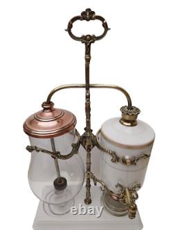 CAFETIERE à SIPHON BALANCIER, Système GABET, Porcelaine/Verre/Bronze 19ème NIII