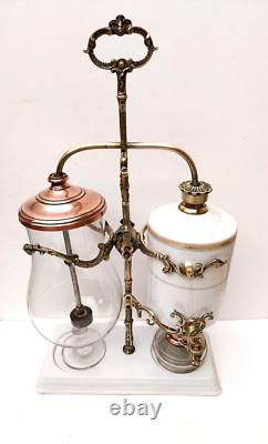 CAFETIERE à SIPHON BALANCIER, Système GABET, Porcelaine/Verre/Bronze 19ème NIII