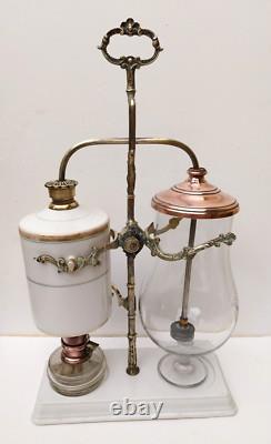 CAFETIERE à SIPHON BALANCIER, Système GABET, Porcelaine/Verre/Bronze 19ème NIII