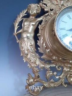 CARTEL MURAL BRONZE LOUIS XIV ep Napoléon III pendule clock uhr 31cm candlestick