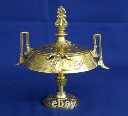 CASSOLETTE Couverte Bronze Doré Profil Antique Goût Barbedienne XIXème Siècle