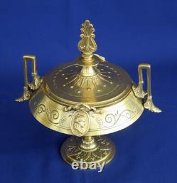 CASSOLETTE Couverte Bronze Doré Profil Antique Goût Barbedienne XIXème Siècle