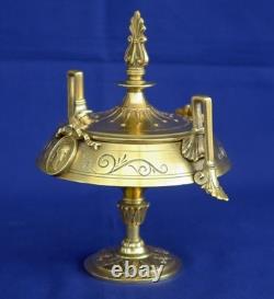 CASSOLETTE Couverte Bronze Doré Profil Antique Goût Barbedienne XIXème Siècle