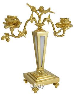 CHANDELIERS Kaminuhr Empire clock bronze pendule bougeoir vase bougeoir