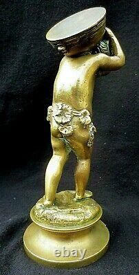 CLODION, Sculpture en bronze d'amour musicien Chérubin tambour -XIX°