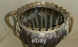 Cache-pot fin XIXe (cuivre et bronze) à décor de feuillages