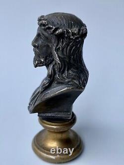 Cachet En Bronze Christ Double Patine Argentee Et Doree Napoleon III M1218