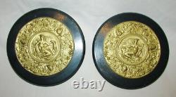 Cadre 2 médaillons bronze doré déesses décor antique NAPOLEON III 19ème siècle