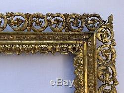 Cadre Bronze 19eme Grande Taille Decor Macaron Entrelacement Napoleon III C1696