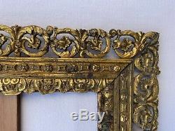 Cadre Bronze 19eme Grande Taille Decor Macaron Entrelacement Napoleon III C1696