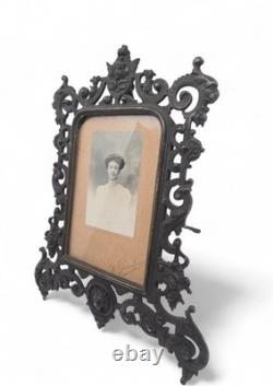 Cadre Bronze Patine Noir Napoléon III XIXeme 19th Ange Lion
