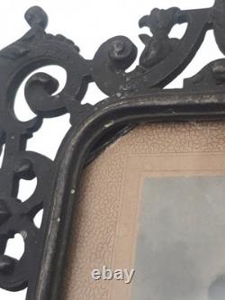 Cadre Bronze Patine Noir Napoléon III XIXeme 19th Ange Lion