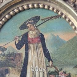 Cadre en Bronze Napoléon III XIXè Jeune Femme Du Tyrol Alpes