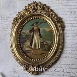 Cadre en Bronze Napoléon III XIXè Jeune Femme Du Tyrol Alpes
