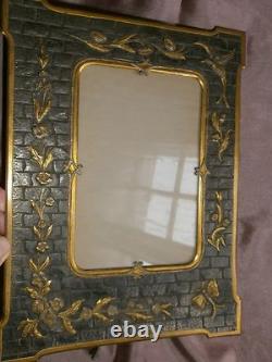 Cadre porte photo Napoléon III en bronze patiné Décor Fleurs Oiseau & Papillon