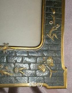 Cadre porte photo Napoléon III en bronze patiné Décor Fleurs Oiseau & Papillon
