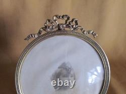 Cadre porte photo rond ancien en bronze à poser/suspendre Napoléon III 19ème 14c