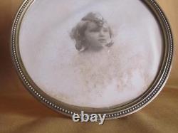 Cadre porte photo rond ancien en bronze à poser/suspendre Napoléon III 19ème 14c