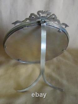 Cadre porte photo rond ancien en bronze à poser/suspendre Napoléon III 19ème 14c