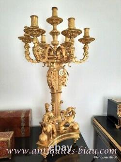 Candélabre style Louis XIV haut 81cm en Bronze doré 19éme