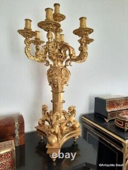 Candélabre style Louis XIV haut 81cm en Bronze doré 19éme